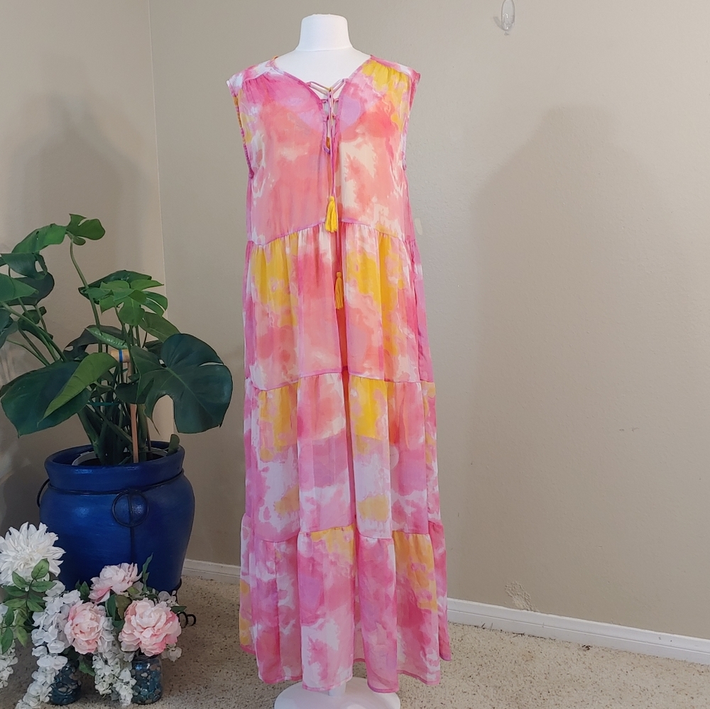 America & Beyond - tie dye pink/yellow dress